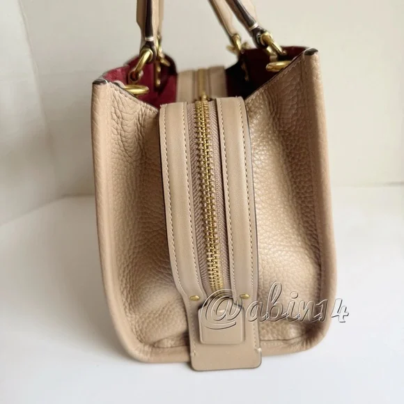 Exclusive Coach Rogue 25 Leather Top Handle Satchel Handbag in Color Taupe - Picture 5 of 16